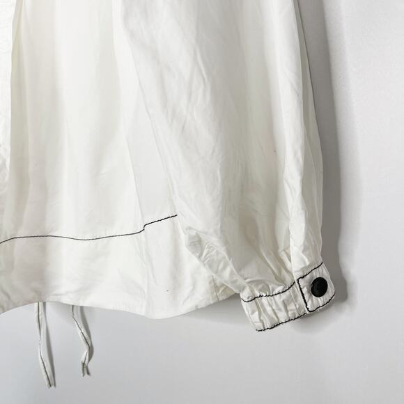 Proenza Schouler White 4 Button Placket Blouse Long Sleeve Contrast Trim Cotton - Picture 7 of 13